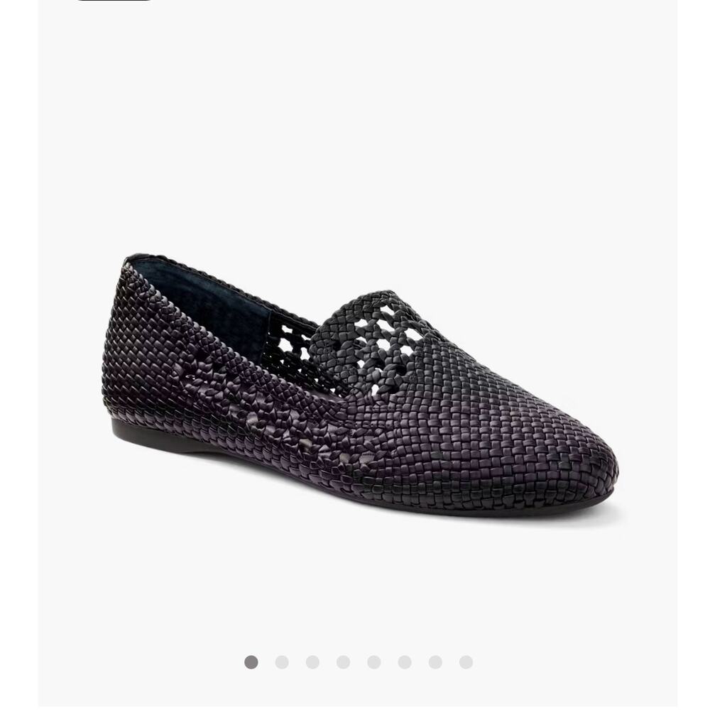 Birdies The Starling Black Woven Flats Comfort Faux Leather Slip On Size 7